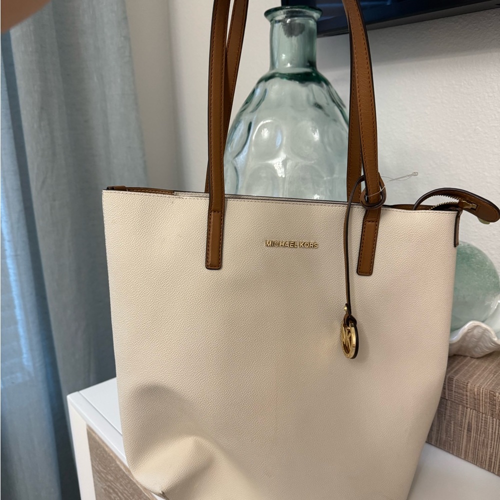 Michael Kors Elegant Cream and Brown Tote